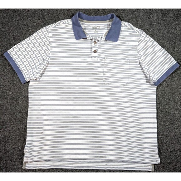 Duluth Trading Polo Shirt Mens XL Relaxed Fit Short Sleeve Stripe Pocket Casual - Picture 2 of 7